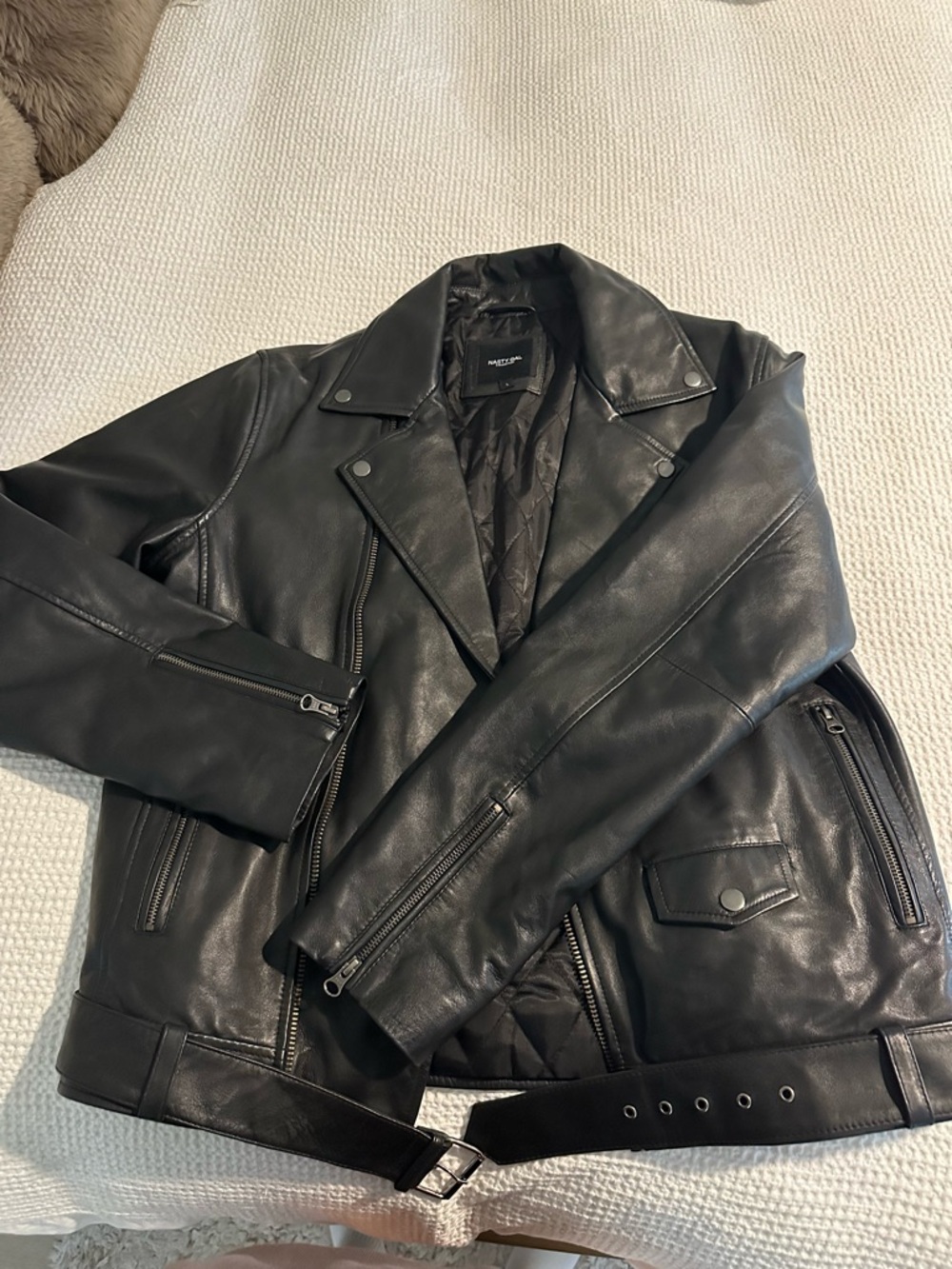 Faux Leather Oversized Black Moto Jacket